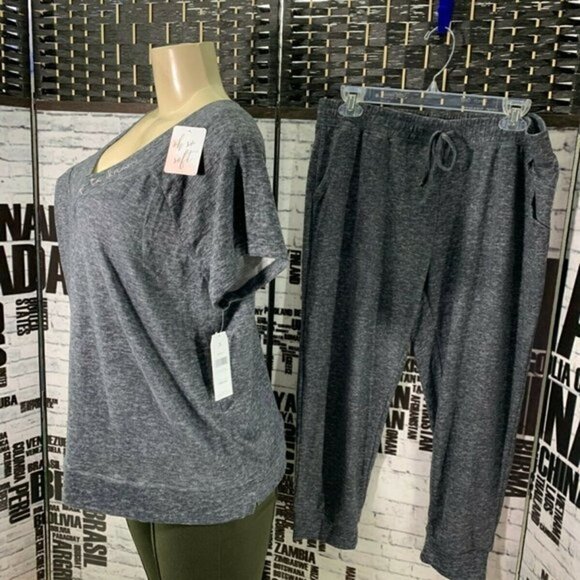 Danskin 2 PC Gray Space-Dye Top & Pants Sleepwear - Picture 5 of 8